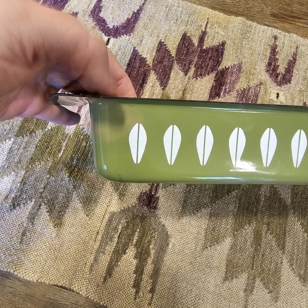 Catherineholm Enamelwear Large Baking Pan Green Lotus Leaf Mid Century - Picture 5 of 9